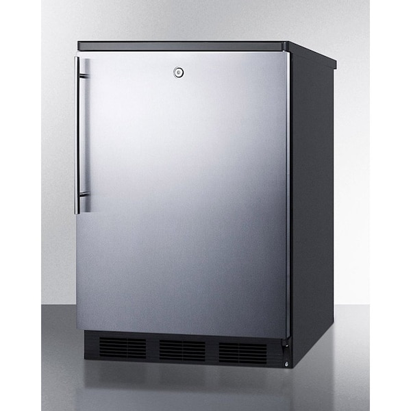 Summit Appliance Div. Summit  Commercial Built In-Freestanding Refrigerator 5.5 Cu. Ft. Black/Stainless Steel - FF7LBLKSSHV