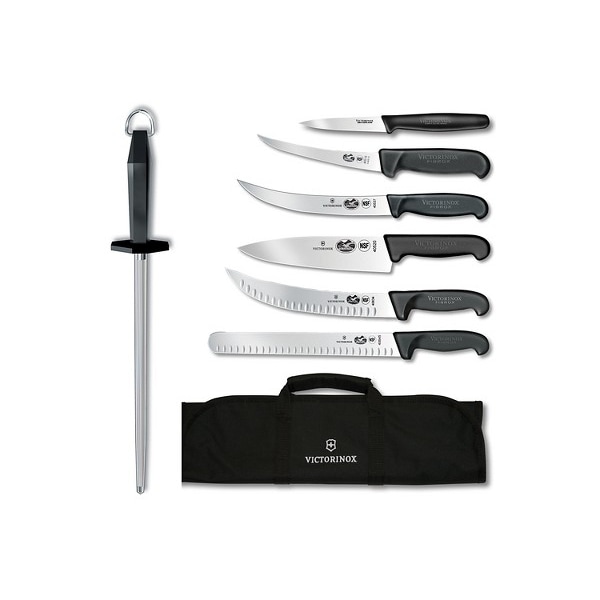 Swiss Army Brands Victorinox 46137Us2 Kitchen Fibrox Pro Sets Ultimate 8-Piece Competition Bbq Set Black Packaged - VIC-5.1003.81-X3