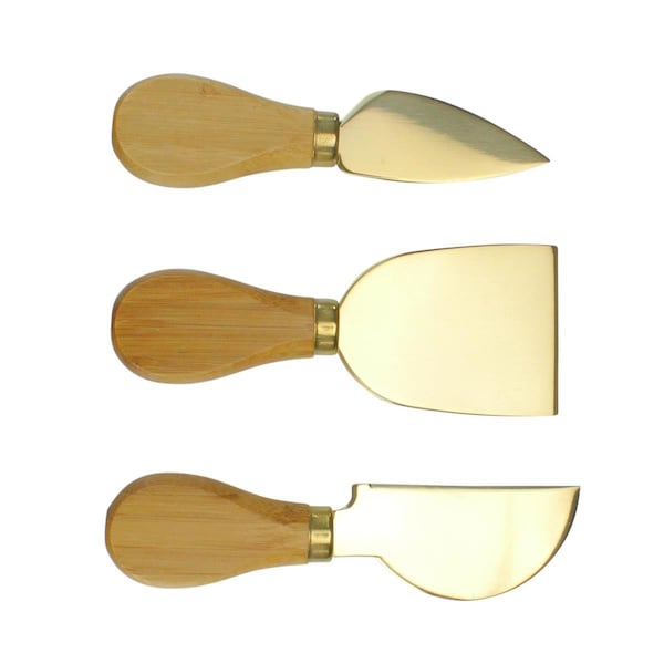 Avon Protection 5 x 2 in. Golden Cheese Knife with Bamboo Handle - Set of 3 - 33537599