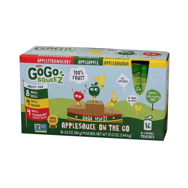 Gogo Squeez Puré de Manzana con Canela en Bolsa de 3.2 oz, Paquete de 18 - 221801