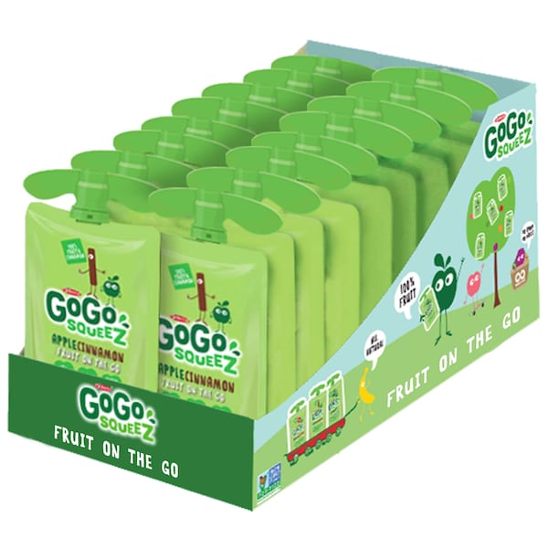 Gogo Squeez Puré de Manzana con Canela en Bolsa de 3.2 oz, Paquete de 18 - 221801