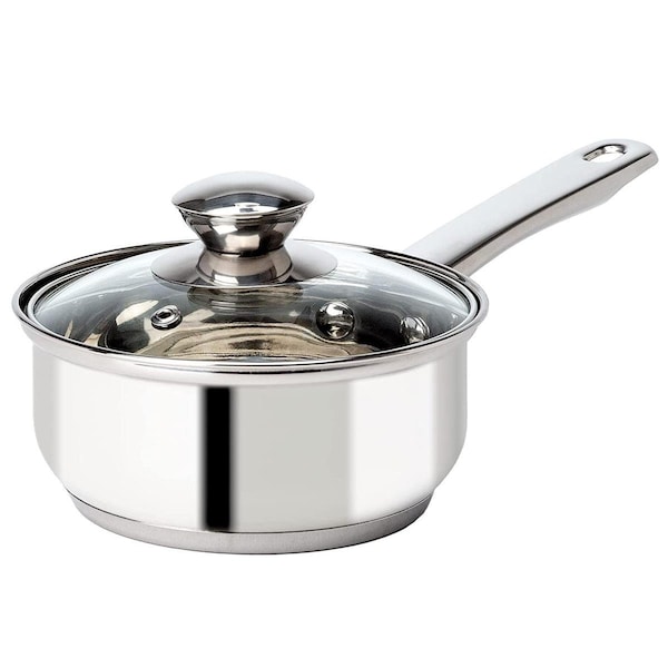 Epoca International 1 qt. Stainless Steel Saucepan with Glass Lid, Silver - 111423