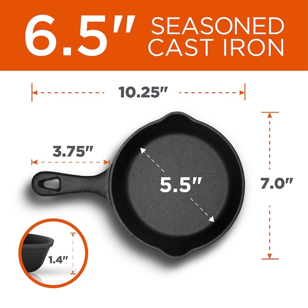 Commercial Chef 6 1/2 Cast Iron Skillet - CHFL650