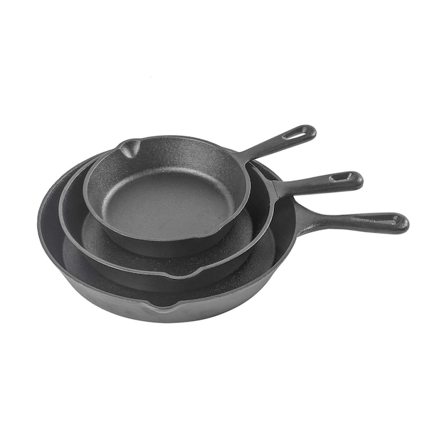 Commercial Chef 3-Piece Cast Iron Skillet Set - 8/10/12 - CHCI03PK