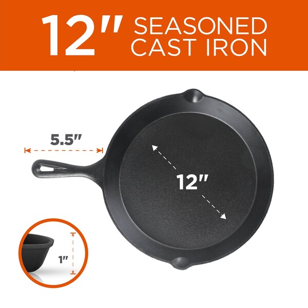 Commercial Chef 3-Piece Cast Iron Skillet Set - 8/10/12 - CHCI03PK