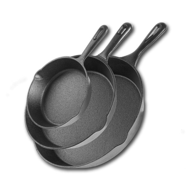 Commercial Chef 3-Piece Cast Iron Skillet Set - 8/10/12 - CHCI03PK