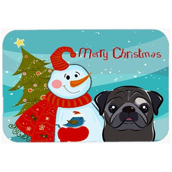 Carolines Treasures Carolines Treasures BB1883LCB Snowman With Black Pug Glass Cutting Board; Large - BB1883LCB
