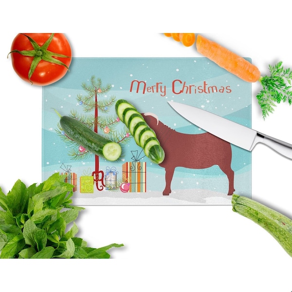 Carolines Treasures Kalahari Red Goat Christmas Glass Cutting Board - Large - BB9258LCB