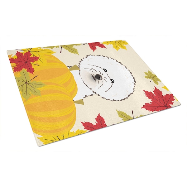 Carolines Treasures Bichon Frise Thanksgiving Glass Cutting Board- Large - BB2023LCB