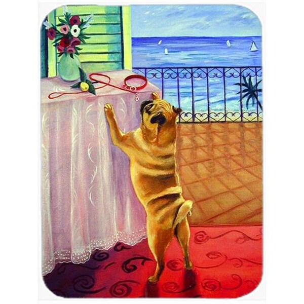 Carolines Treasures Carolines Treasures 7027LCB Helping Himself Pug Glass Cutting Board - Large; 15 x 12 in. - 7027LCB