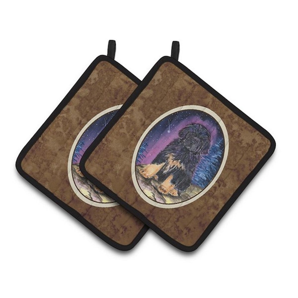 Carolines Treasures Starry Night Tibetan Mastiff Pair of Pot Holders, 7.5 x 3 x 7.5 in. - SS8440PTHD
