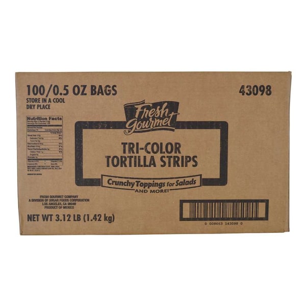 Tiras de Tortilla Tricolor Fresh Gourmet .5 oz., paquete de 100 - 43098