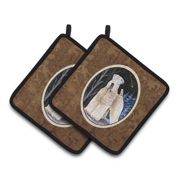 Carolines Treasures Starry Night Wheaten Terrier Soft Coated Pair of Pot Holders, 7.5 x 3 x 7.5 in. - SS8364PTHD
