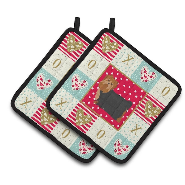 Carolines Treasures 7.5 x 7.5 in. Yorkshire Terrier No.2 Love Pair of Pot Holders - CK5901PTHD