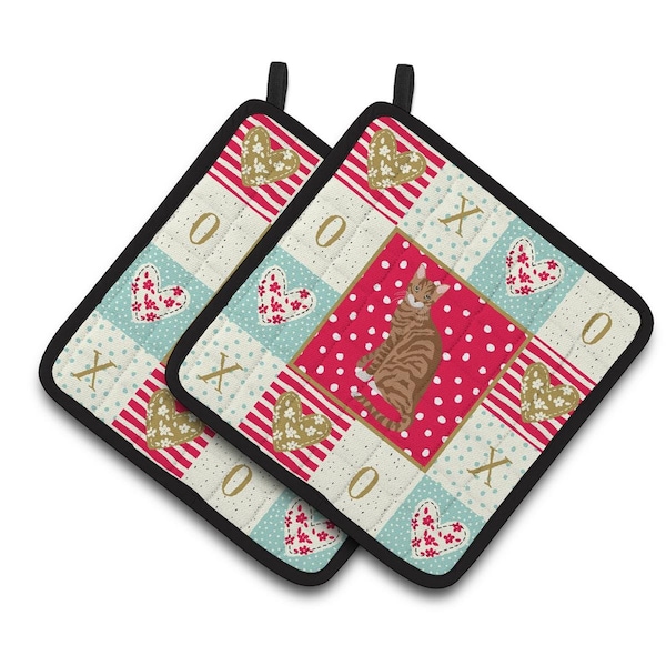 Carolines Treasures 7.5 x 7.5 in. Toyger Cat Love Pair of Pot Holders - CK5800PTHD