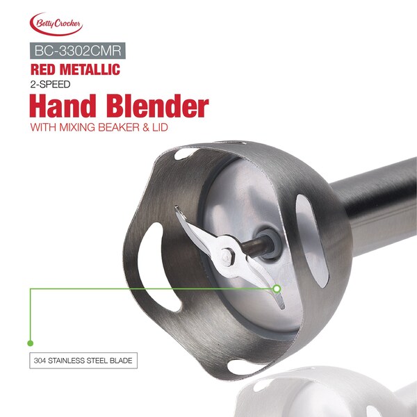 Betty Crocker Hand Immersion Blender, One Size, Red - BC-3302CMR