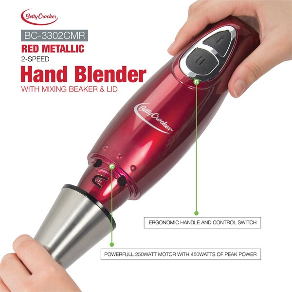Betty Crocker Hand Immersion Blender, One Size, Red - BC-3302CMR