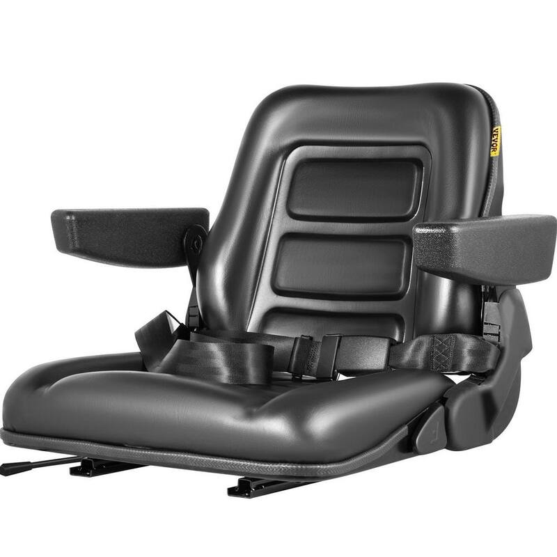 VEVOR Universal Forklift Seat PVC Tractor Seat 6 in. Adjustable Mower Seat Foldable Seat Including Seat Switch, Black - CCZYHSCCZYYS2Y9IRV0