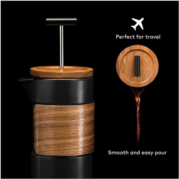 Chefwave Artisan Series Travel French Press Coffee Maker with Bamboo Lid Black - CW-FP16