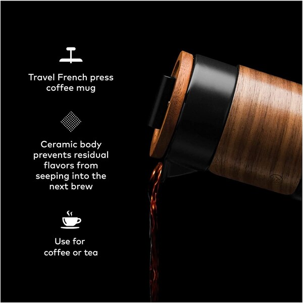 Chefwave Artisan Series Travel French Press Coffee Maker with Bamboo Lid Black - CW-FP16