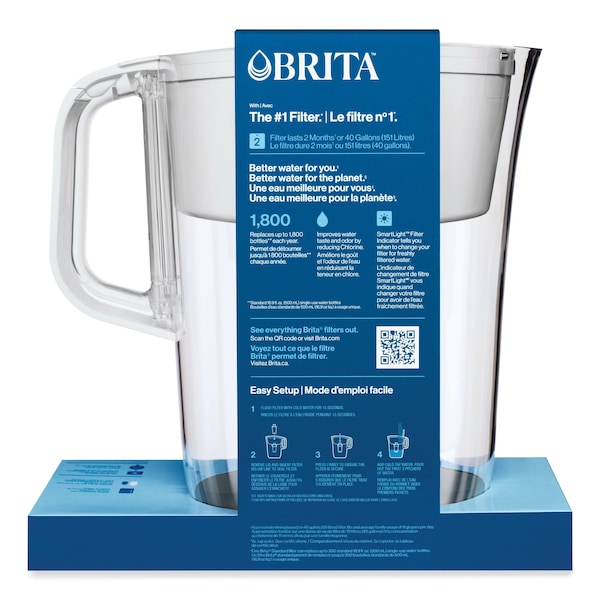 Brita Tahoe Water Pitcher with Standard Filter, 10 Cup, Clear, PK2 - 50684CT