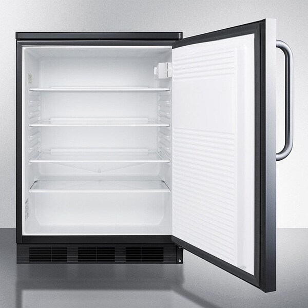 Summit Appliance Div. Summit  Commercial Undercounter All Refrigerator W/Lock 5.5 Cu. Ft. Black/Stainless Steel - FF7LBLKSSTB