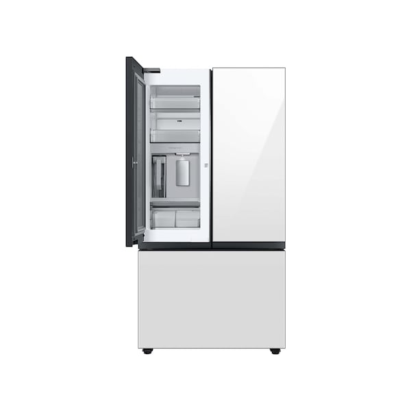 Almo 30 cu. ft. Smart BESPOKE 3-Door Refrigerator with Beverage Center in White Glass - RF30BB660012AA