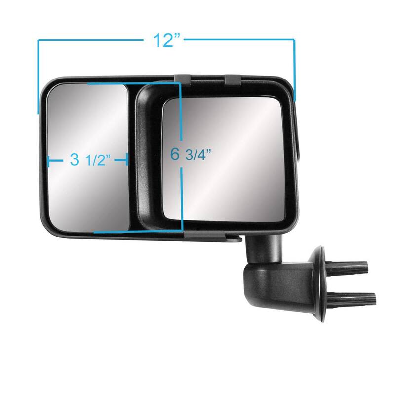 Snap & Zap Clip-on Towing Mirror Set for 2007-2017 Jeep Wrangler and 2018 Wrangler JK - 80740