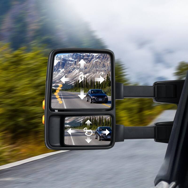 VEVOR Towing Mirrors Pair 1999-2007 Ford F250 F350 F450 F550 Manual Controlling Telescoping Folding Heating Defrost - QYJHZKFTF250PX99MV9