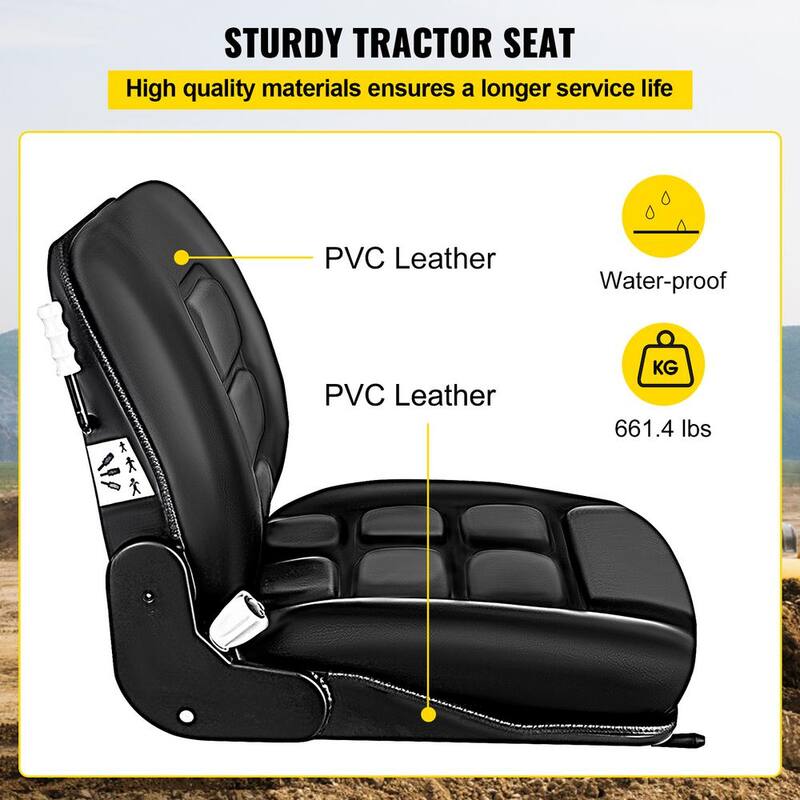 VEVOR Universal Forklift Seat with 3 Stage Weight Adjustment Forklift Seat Vinyl Compatible with Toyota Clark Cat Hyster Ysle - TOYOTAQCZY0000001V0