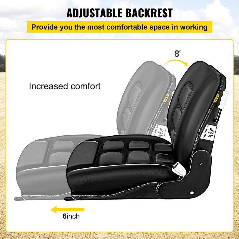 VEVOR Universal Forklift Seat with 3 Stage Weight Adjustment Forklift Seat Vinyl Compatible with Toyota Clark Cat Hyster Ysle - TOYOTAQCZY0000001V0