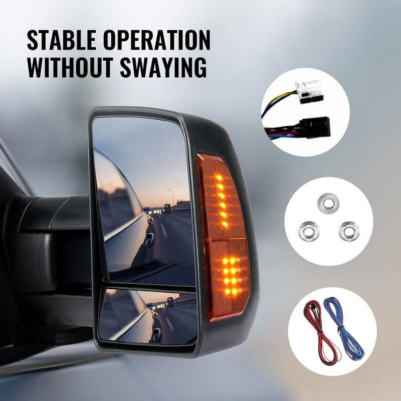 VEVOR Towing Mirrors Pair for 2007-2016 Toyota Tundra Power Heated Manual Controlling Telescoping Heating Defrost - QYJHZKFTTT206JD5WV9