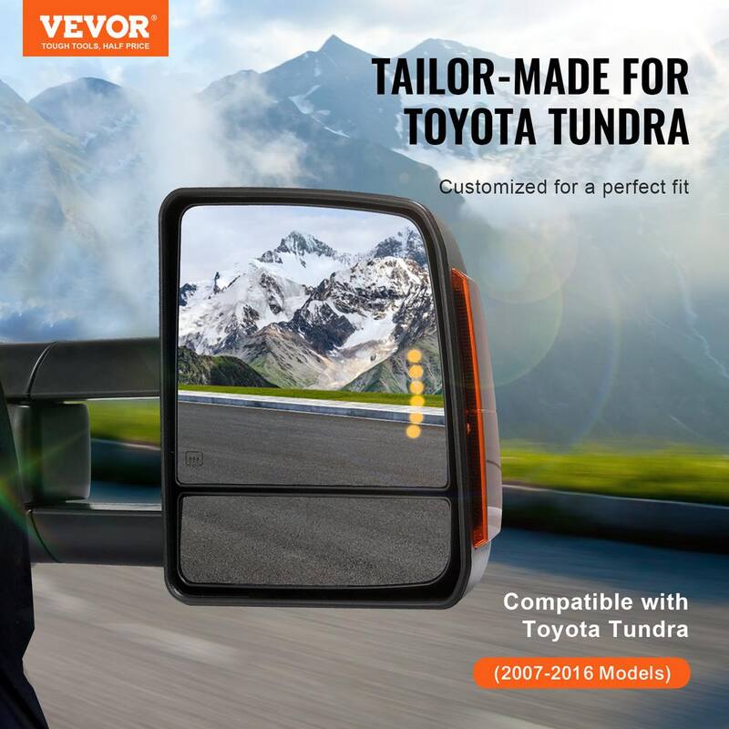 VEVOR Towing Mirrors Pair for 2007-2016 Toyota Tundra Power Heated Manual Controlling Telescoping Heating Defrost - QYJHZKFTTT206JD5WV9