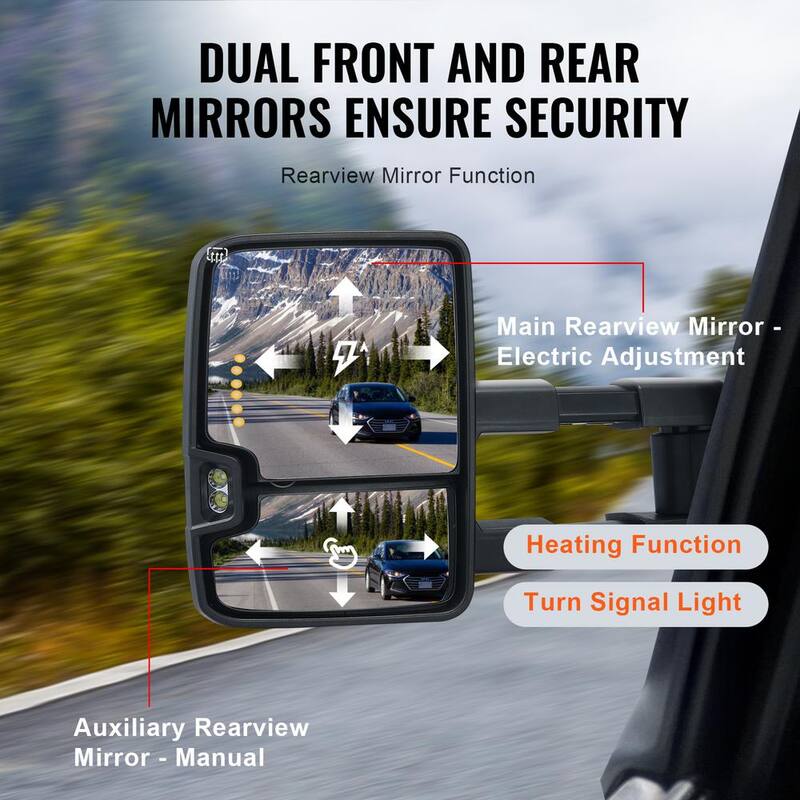 VEVOR Towing Mirrors Pair for Chevrolet Silverado (2007-2014)/GMC/Cadillac Manual Controlling Heating Defrost - QYJHZKXFLSLDA48L6V9