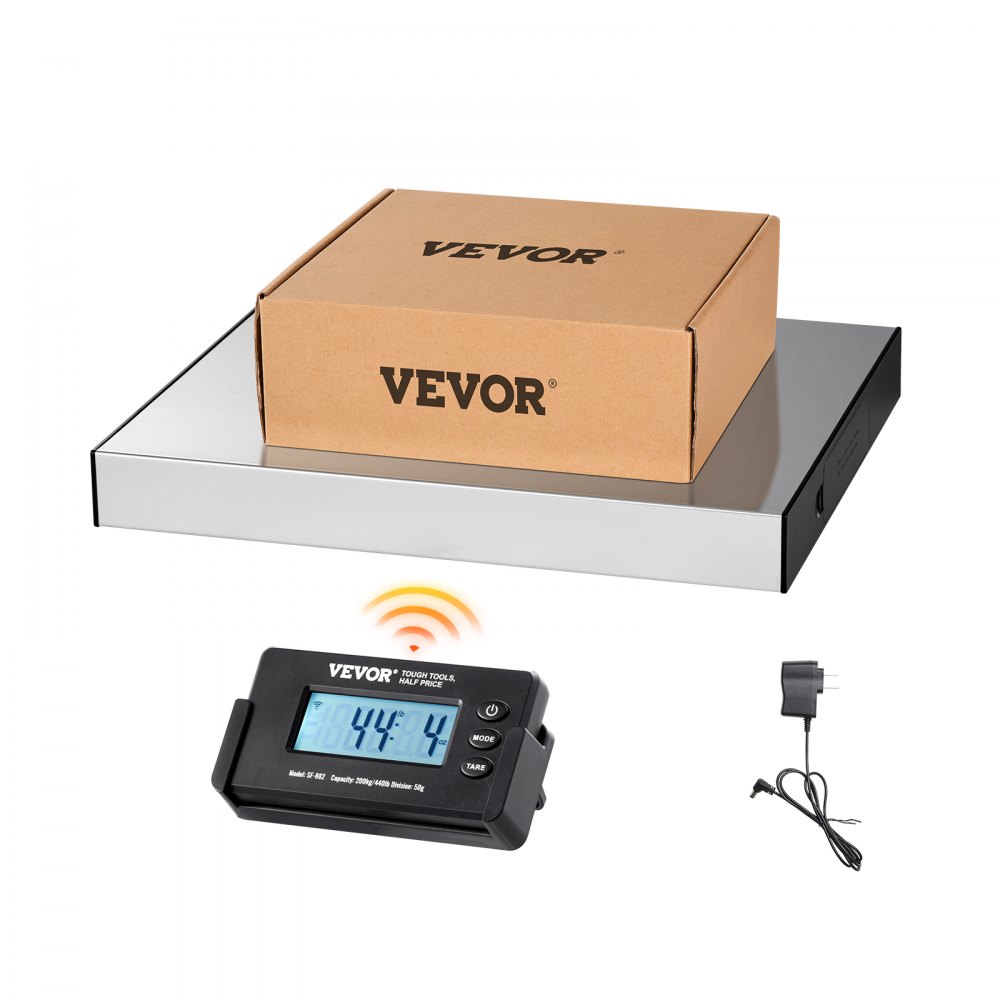 VEVOR Digital Shipping Scale, 49 ft Wireless Control, 440 lbs x 1.7 oz. Postal Scale, with Timer, Tare Function, HD LCD Screen Package Scale for Luggage, Home, Post Office, AC/DC Powered, FCC Listed - FTSYSCWXBDG147PUJV5