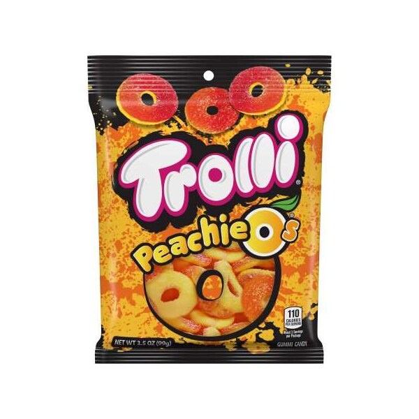 Trolli Trolli Peachie O's 4.25 oz. Bolsa de gancho, paquete de 12 - 2539