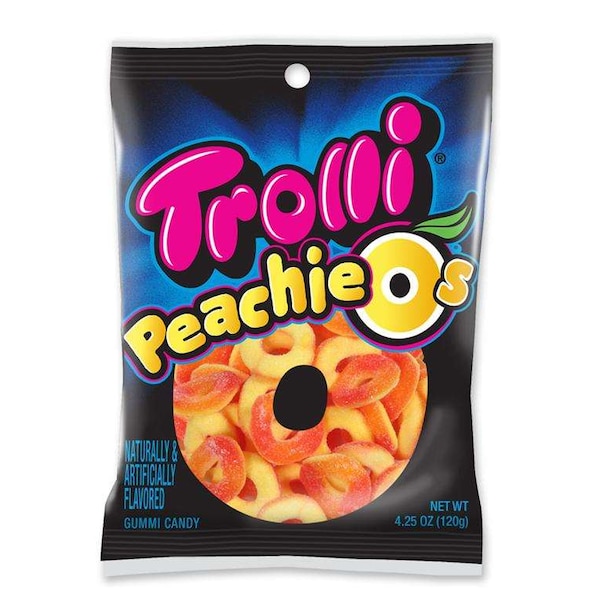 Trolli Trolli Peachie O's 4.25 oz. Bolsa de gancho, paquete de 12 - 2539