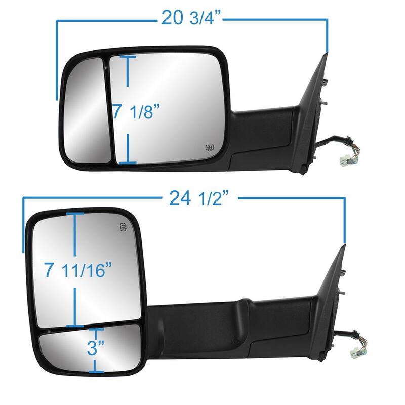 K Source Towing Mirror - DODGE RAM Pick-Up 1500,2500 (13-18), 3500 (12-18), w/Turn Signal, Puddle and Memory, LH, Heated Power - 60242C
