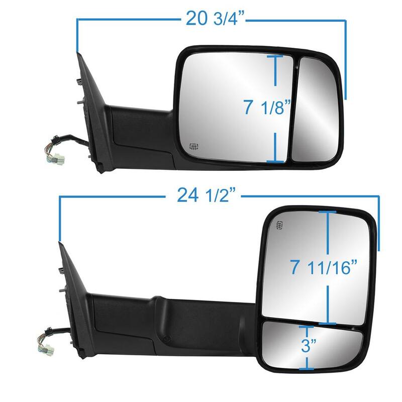 K Source Towing Mirror - DODGE RAM Pick-Up 1500,2500 (13-18), 3500 (12-18), w/Turn Signal, Puddle and Memory, RH, Heated Power - 60241C