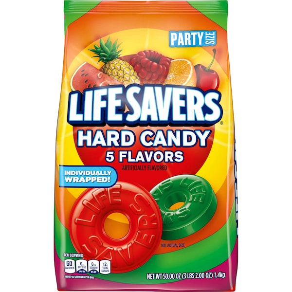 Salvavidas Dulce Duro Lifesavers Cinco Sabores Bolsa de Pie 50 oz., Paquete de 6 - 402602
