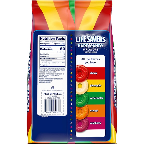 Salvavidas Dulce Duro Lifesavers Cinco Sabores Bolsa de Pie 50 oz., Paquete de 6 - 402602