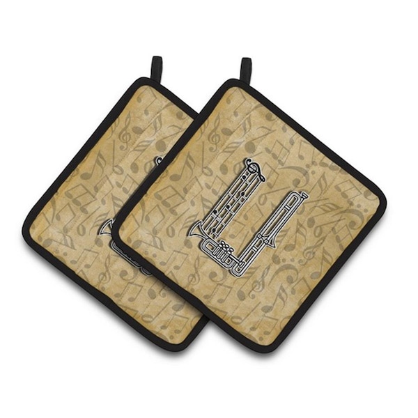 Carolines Treasures Letter U Musical Instrument Alphabet Pair of Pot Holders, 7.5 x 3 x 7.5 in. - CJ2004-UPTHD