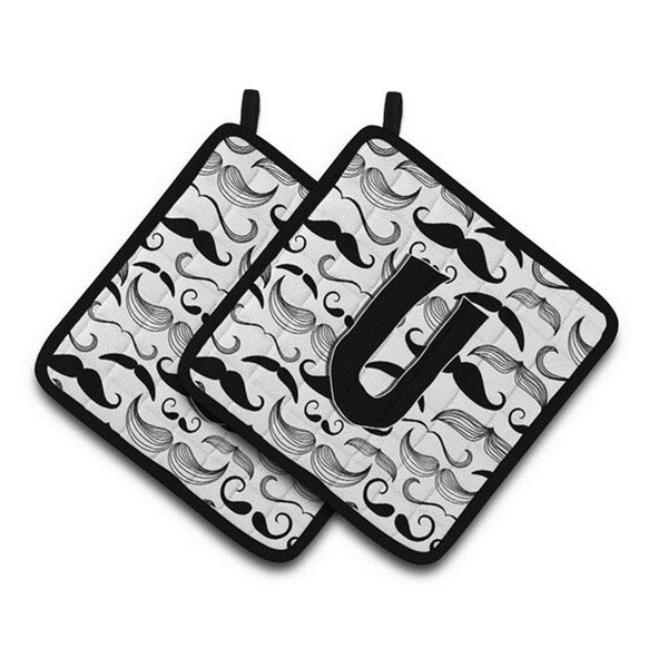 Carolines Treasures Letter U Moustache Initial Pair of Pot Holders, 7.5 x 3 x 7.5 in. - CJ2009-UPTHD