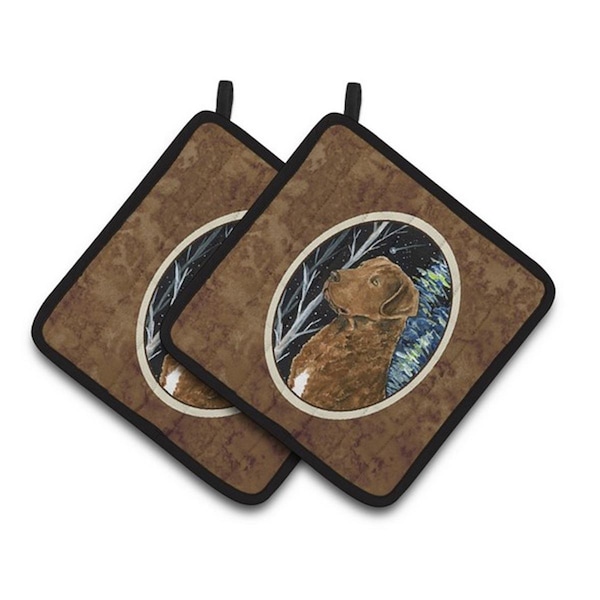 Carolines Treasures Starry Night Chesapeake Bay Retriever Pair of Pot Holders, 7.5 x 3 x 7.5 in. - SS8411PTHD