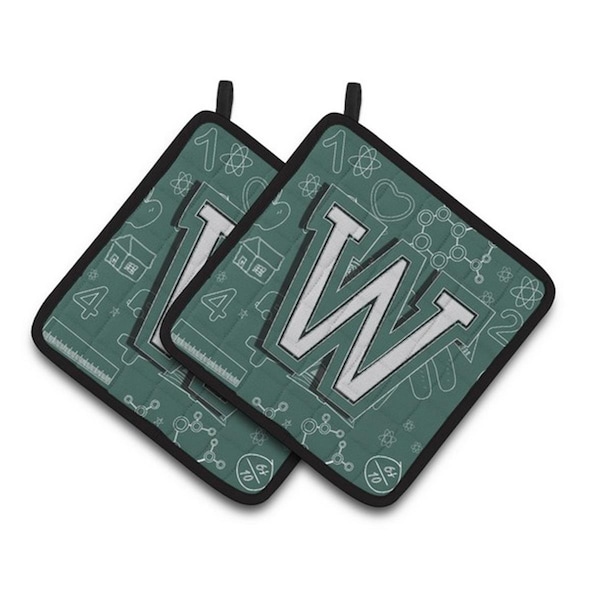 Carolines Treasures Letter W Back to School Initial Pair of Pot Holders, 7.5 x 3 x 7.5 in. - CJ2010-WPTHD