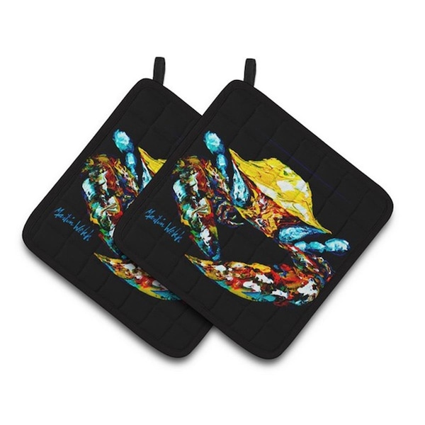 Carolines Treasures Winner Winner Black Fiddler Crab Pair of Pot Holders, 7.5 x 3 x 7.5 in. - MW1205PTHD