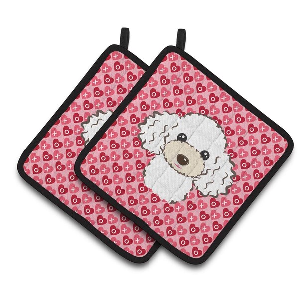 Carolines Treasures White Poodle Hearts Pair of Pot Holders - BB5327PTHD