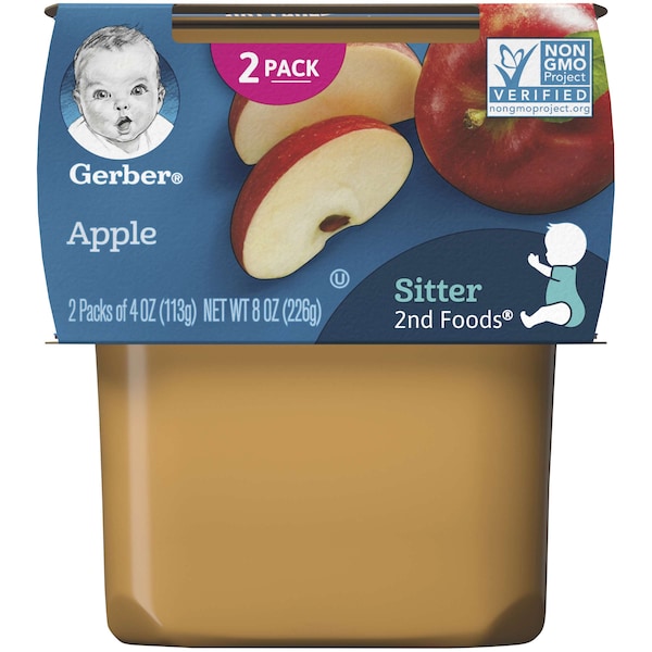 Gerber 2nd Foods Puré de Manzana Alimento para Bebés Kosher 4 oz., Paquete de 16 - 00015000076573