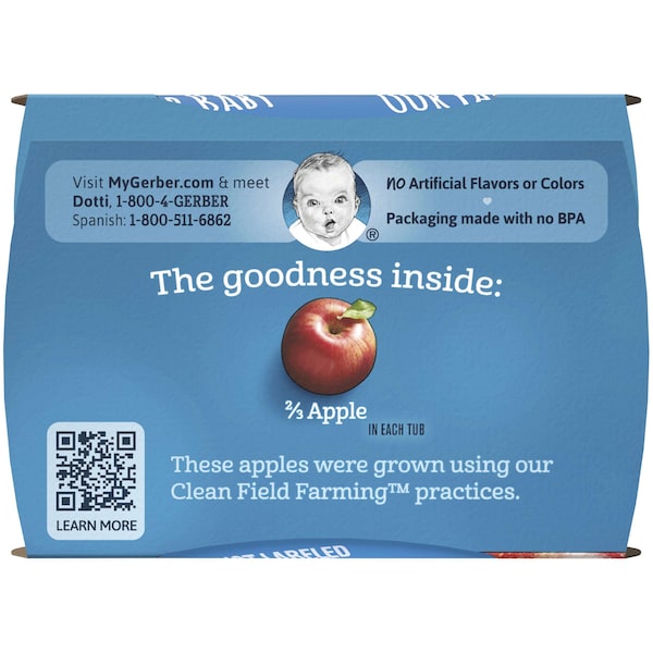 Gerber 2nd Foods Puré de Manzana Alimento para Bebés Kosher 4 oz., Paquete de 16 - 00015000076573