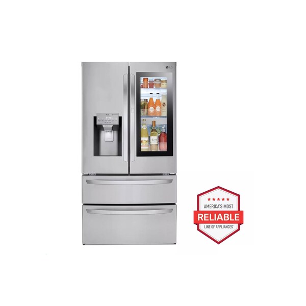 Almo 28 cu. ft. Smart Wi-Fi Enabled Stainless Steel French Door InstaView Refrigerator with Ice System - LMXS28596S